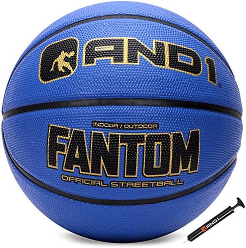 AND1 Fantom Rubber Basketball: Official Regulation Size 7 (29.5 inches) Rubber Basketball - Deep Channel Construction Streetball, Made for Indoor Outdoor Basketball Games
