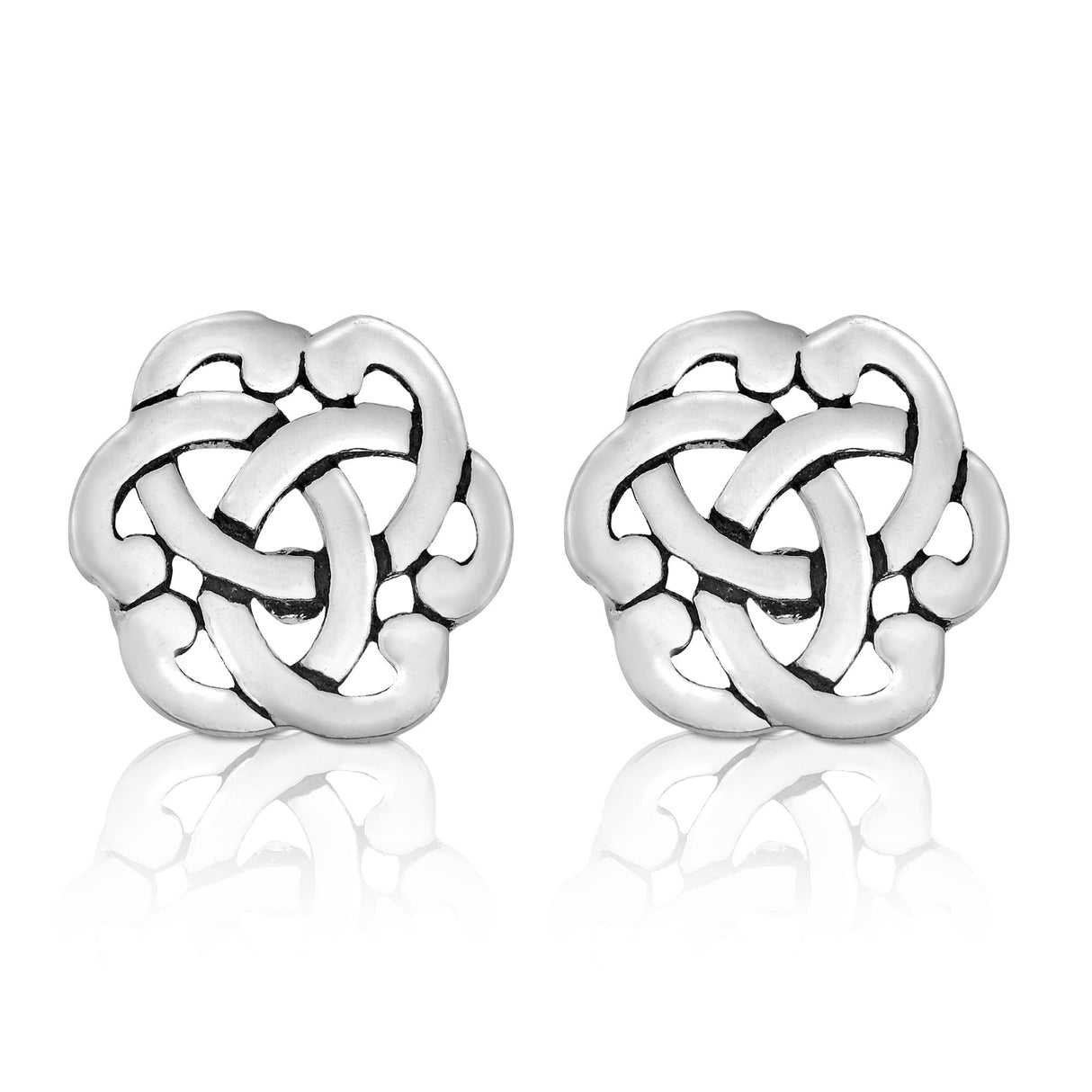 AeraVida Interlocking Celtic Knot Sterling Silver Stud Earrings for Women, 10mm, Small Earring, Tiny Earring