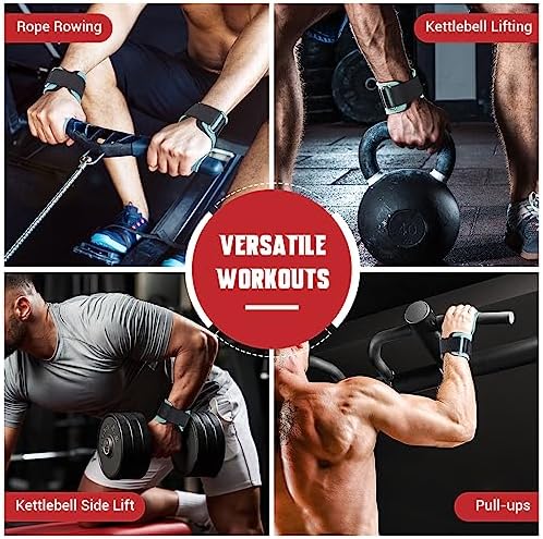 Weight Lifting Wrist Strap, Double Layer Leather Wrist Strap for Deadlift and Powerlifting, Adjustable Neoprene Padded Gym Workout Lifting Hooks (Pair)