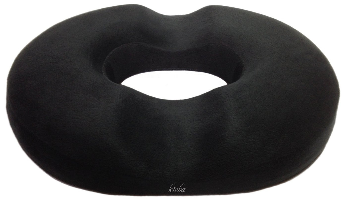 Kieba Hemorrhoid Treatment Donut Tailbone Cushion, Prostate Pillow, Pregnancy, Post Natal, Bed Sores, Coccyx, Sciatica, 18 Inches. Ultra Premium Comfort Foam (Black)