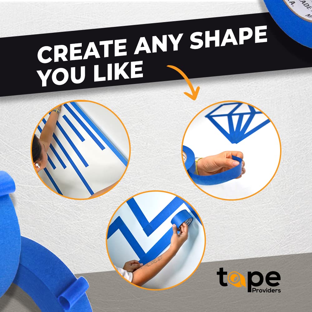 Made in USA Blue Painter’s Tape - 3 inch x 60 yds. (16 Pack) Thick & Wide Masking Tape for Safe Wall Painting, Building, Remodeling, Labeling, Edge Finishing