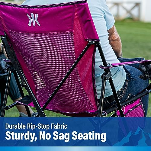 Kijaro Dual Lock Folding Camp Chair - Versatile Sports Chair With Locks Position for Outdoors - Cayman Blue Iguana
