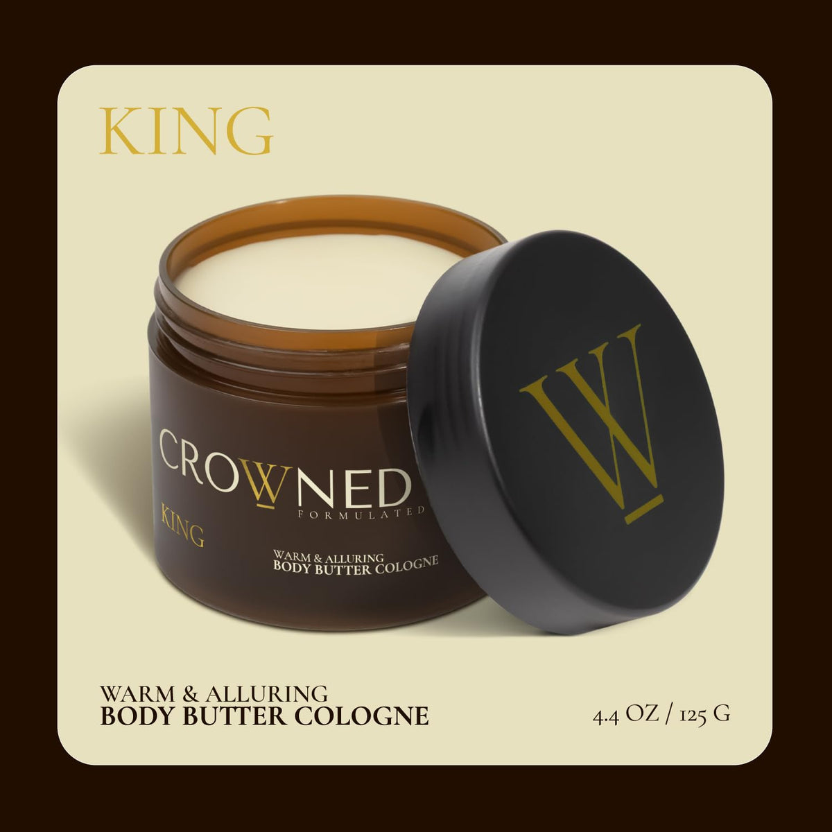 Crowned Skin Body Butter Cologne, King, Warm and Sensual, 4.4 oz