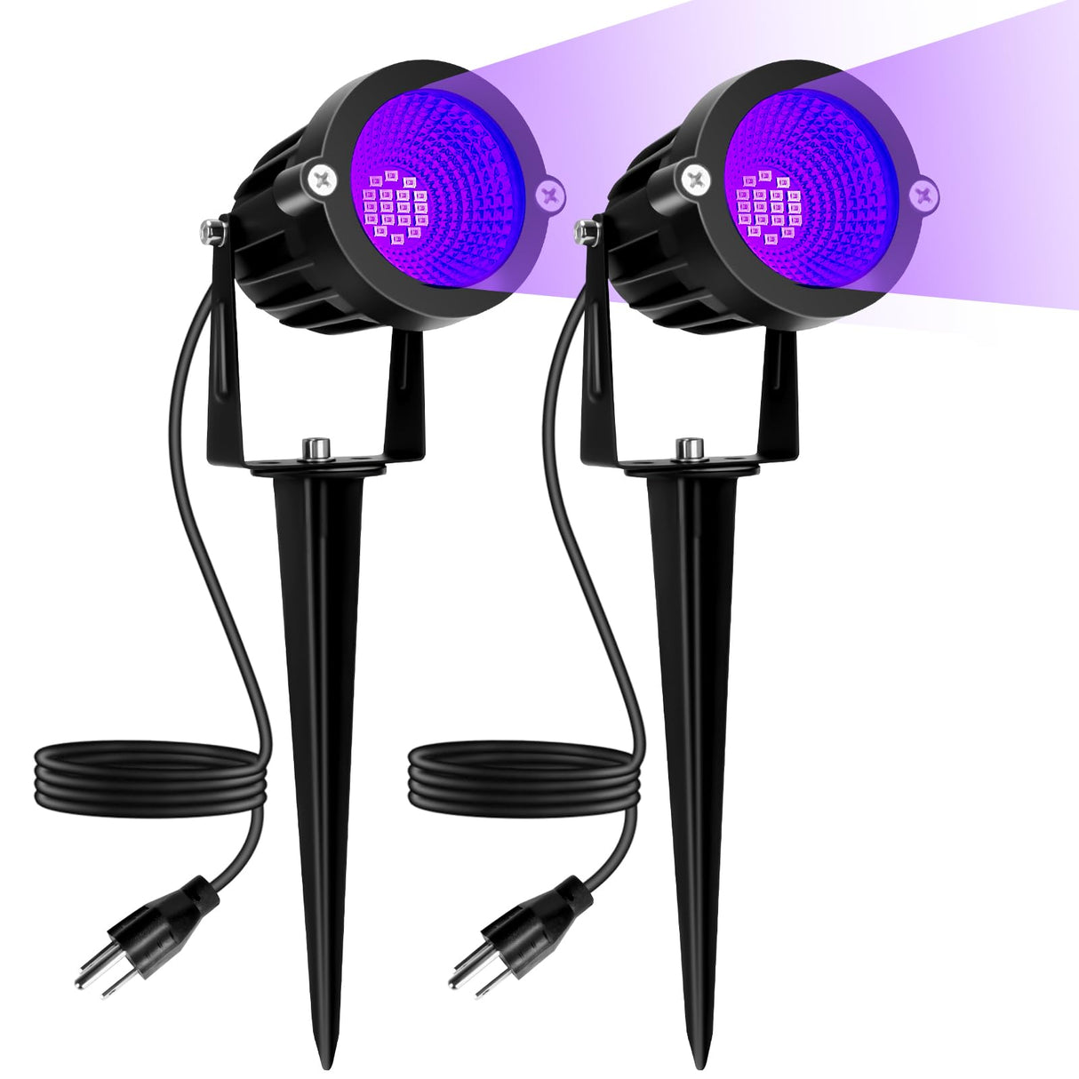 BeeLinks Halloween LED Black Light: 15W Spot Lights Outdoor UV Spotlight for Halloween Christmas | 2 PacK 110V Plug-in Blacklight with IP65 Waterproof for Party Body Paint Fluorescent Poster Neon Glow