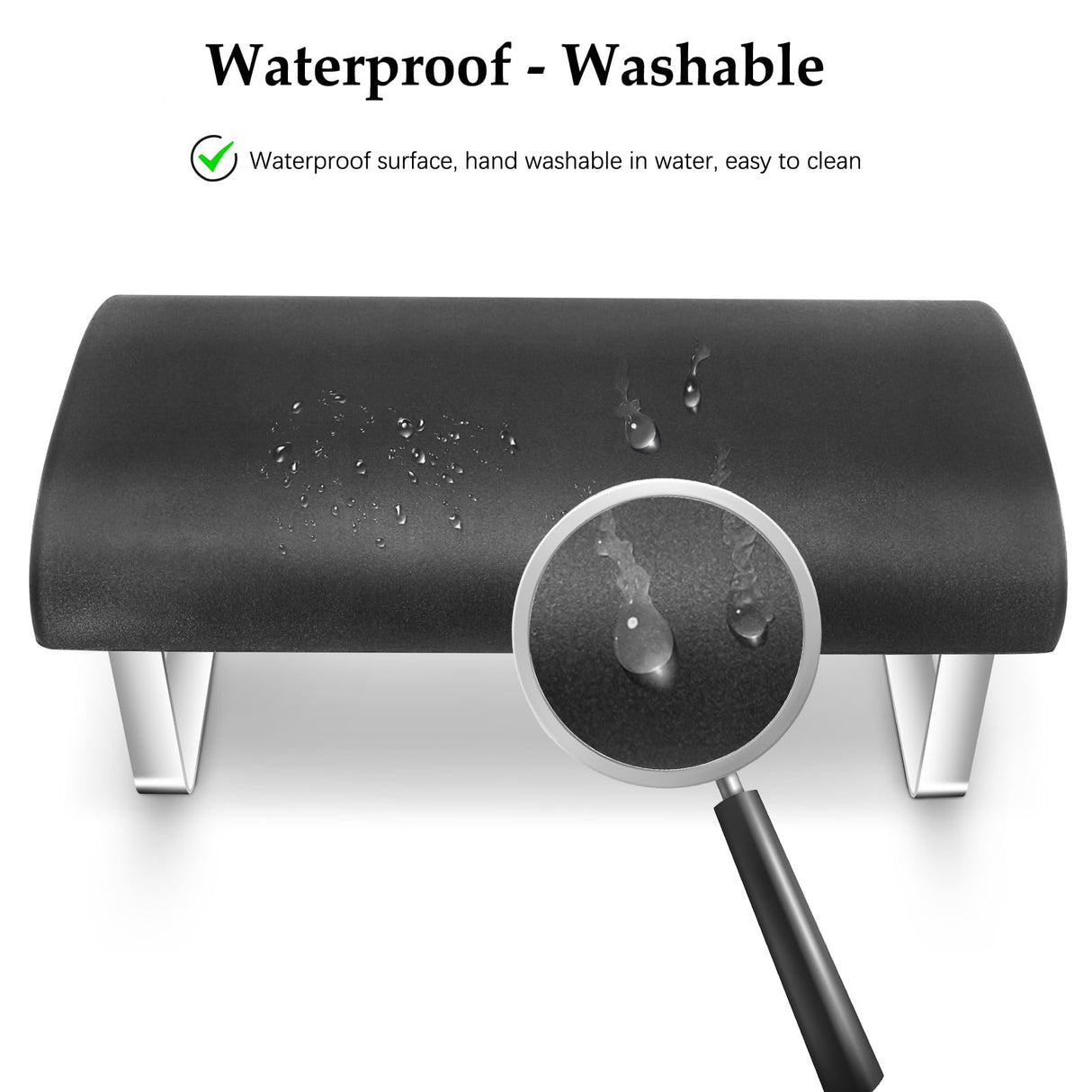 Waterproof Footrest, Upgraded High Elasticity Foot Rest Under Desk Footrest, Ergonomic Foot Rest for Under Desk at Work, Highly Supportive, No Deformation, Black