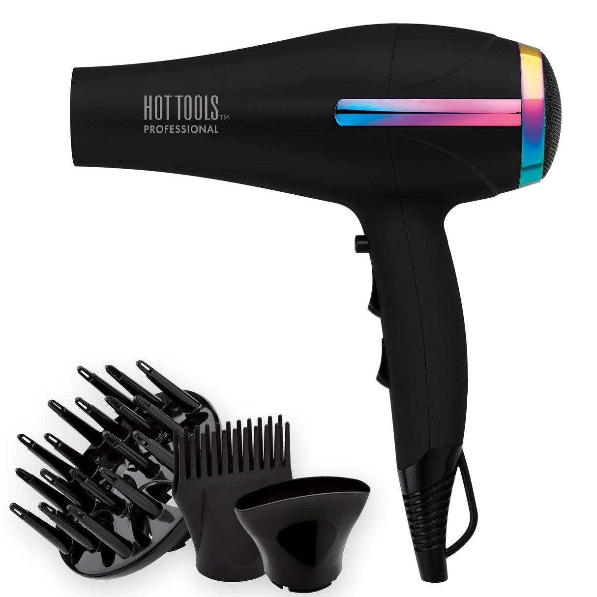 HOT TOOLS Professional Rainbow Turbo Ceramic Hair Dryer | Less Frizz, for Shiny, Healthy-Looking Hair | Powerful and Quiet Blowouts for Fast & Easy Styling (1875 Watts)