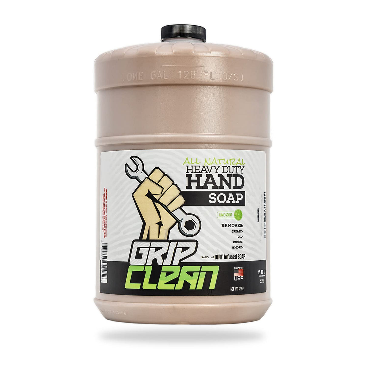 Grip Clean Hand Cleaner for Mechanics, Heavy-Duty Liquid Soap with Natural Pumice Soap & Clay for Grease & Filth – Flat Top Gallon Jug Refill, Coconut Oil Moisturizes (2pk)