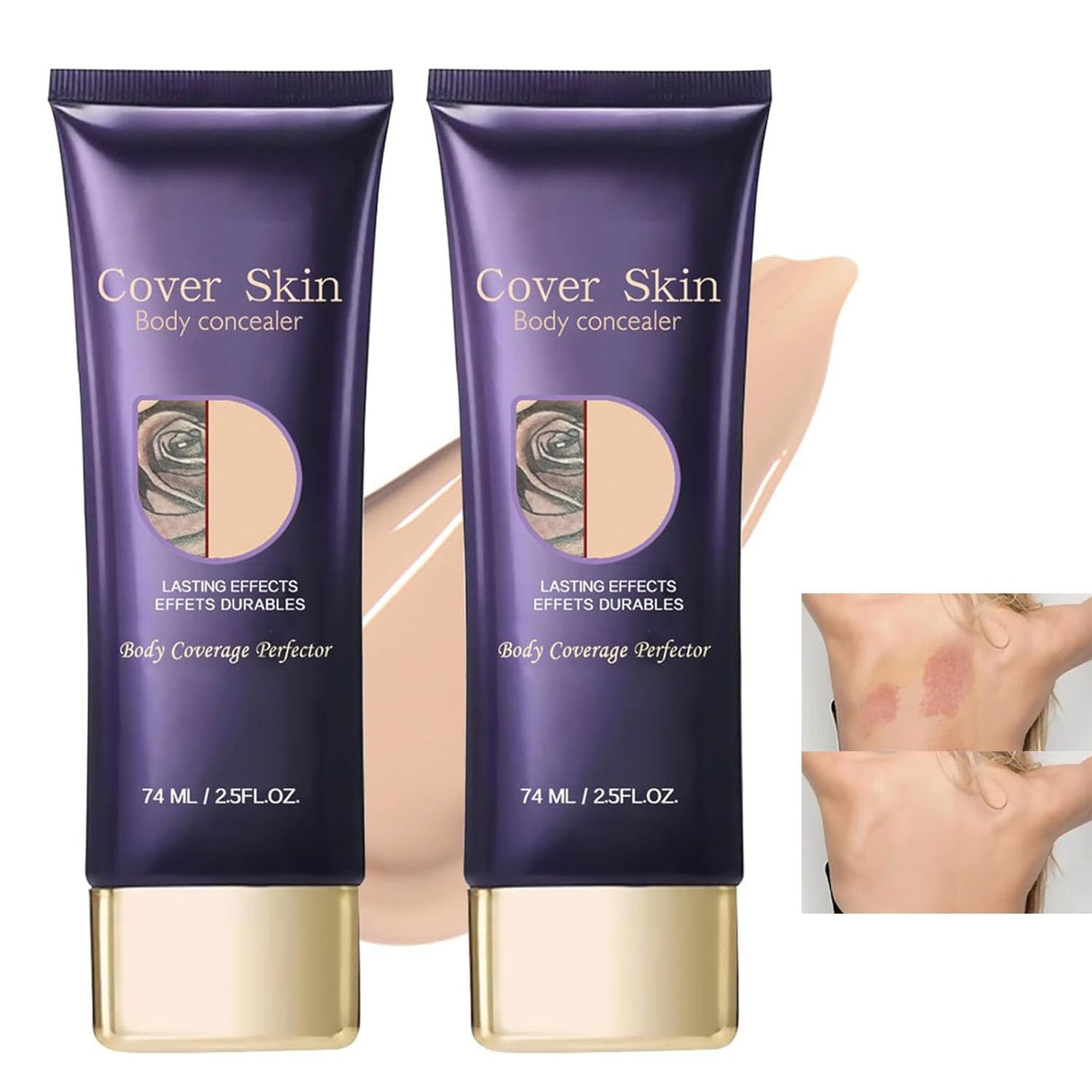 2 Pcs All Over Complexion Perfector,tattoo cover-up makeup waterproof, Transfer-Resistant Body Makeup, Body Coverage Perfector, Long Last Body Foundation