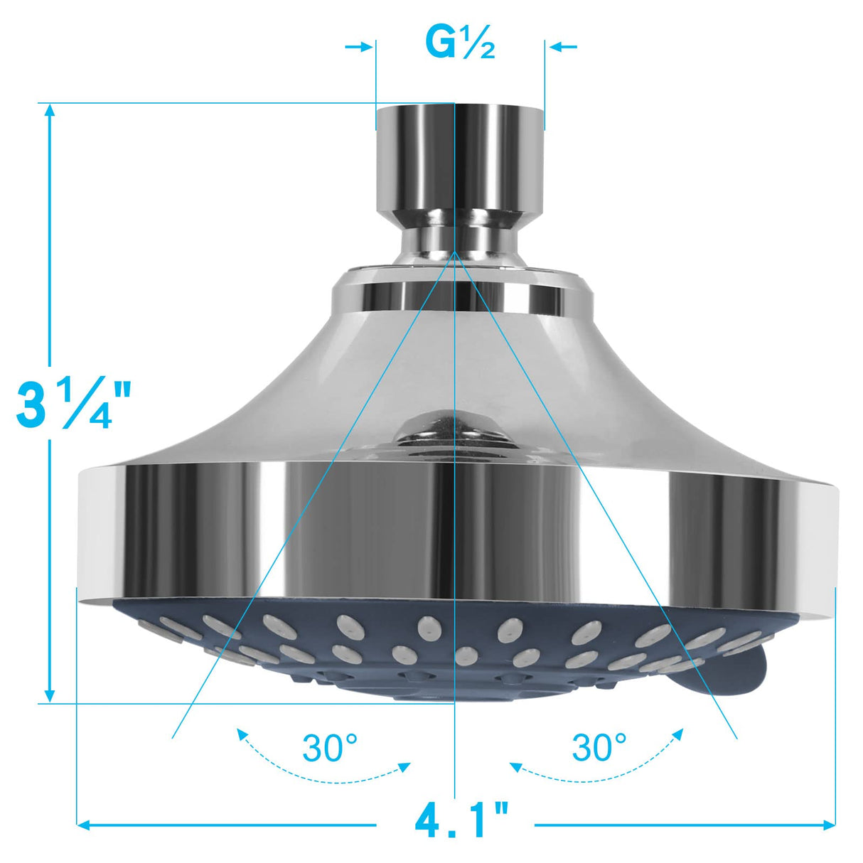 AISOSO Shower Head 2 PCS, 5 Modes High Pressure Shower Heads for Relaxed Shower Experience, 4.1 Inch Bathroom Fixed Showerhead Even at Low Water Pressure for Powerful Spray, Chrome
