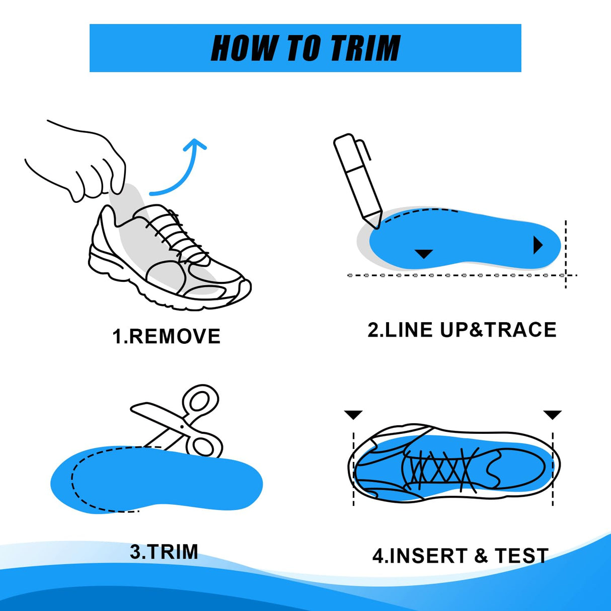 HAPANUN Carbon Fiber Insole with Arch Support for Long Periods of Standing, Jogging, Hiking and Other Outdoor Sports, as Well as a Work Boot Insole. (Blue, M:10.5/11丨W:11.5/12(300mm))