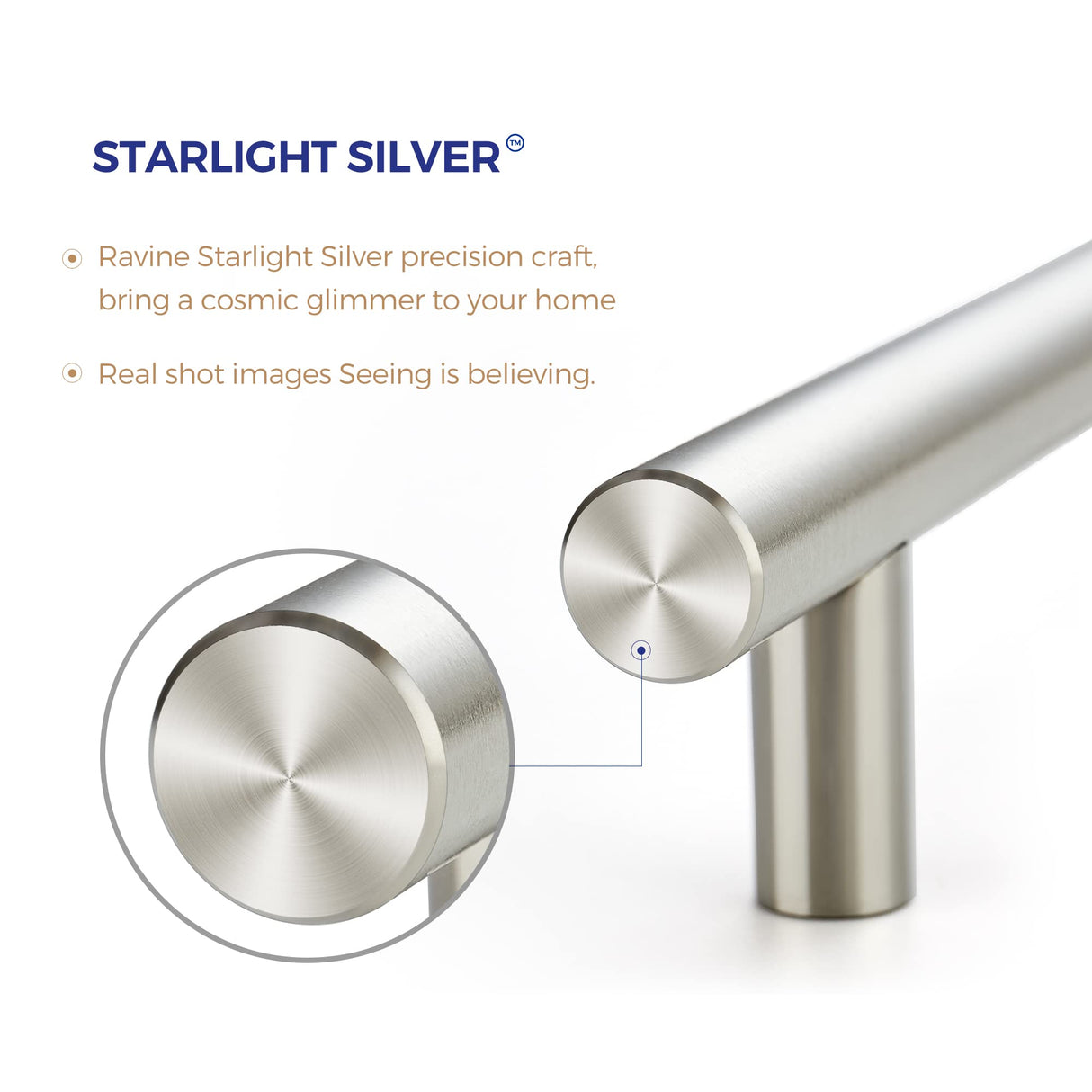 Ravinte 25 Pack 5" Cabinet Pulls Brushed Nickel Stainless Steel Kitchen Drawer Cupboard Pulls Cabinet Handles 5" Length with 3" Hole Center