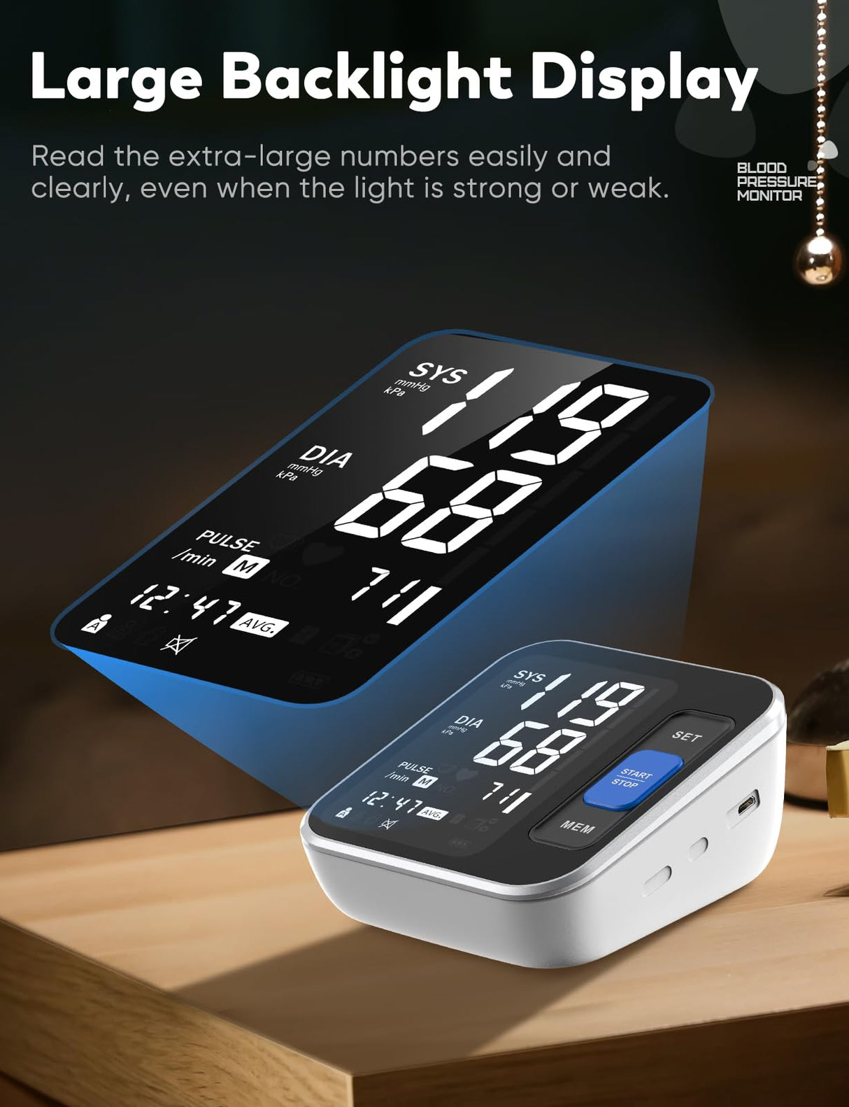 Blood Pressure Monitors for Home Use Upper Arm, Accurate Cuff 8.7โ-15.7โ Monitor with Large Backlight Display 2 Users 240 Sets Memory, Digital BP Machine, Christmas Gifts for Mom Dad Seniors