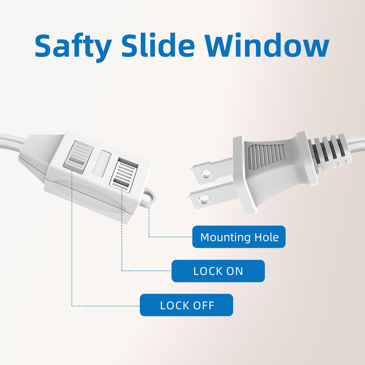 TiFFCOFiO Indoor Extension Cord, 2 Prong 15 Feet Extension Cord, 3 Polarized Outlets with Safety Slide Windows,13A/1625W, 16 AWG, 2 Packs