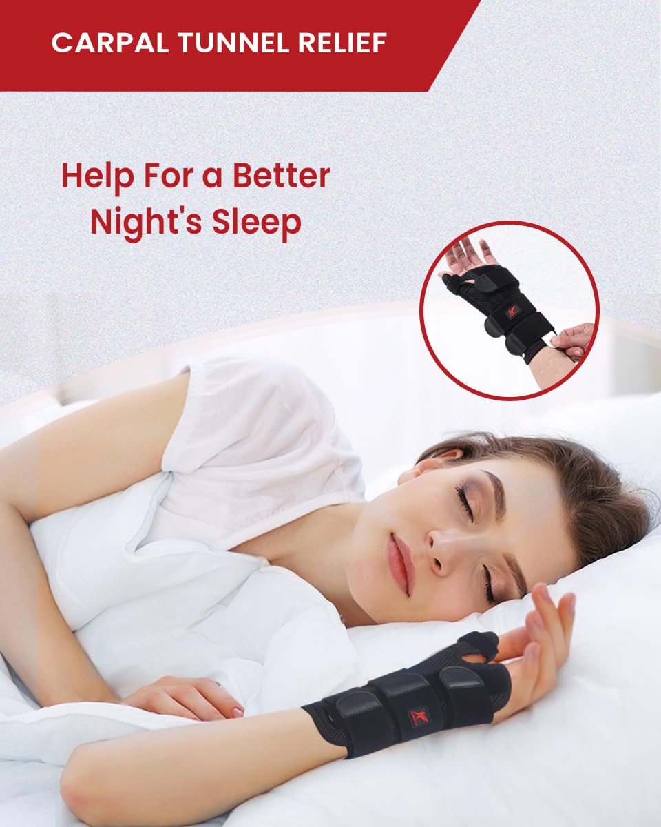 Hurmoya Wrist Brace Thumb Spica Splint Support for Carpal Tunnel, De Quervain's Tenosynovitis, Tendonitis Pain Arthritis Trigger for Man and Women (Medium - Right Hand)