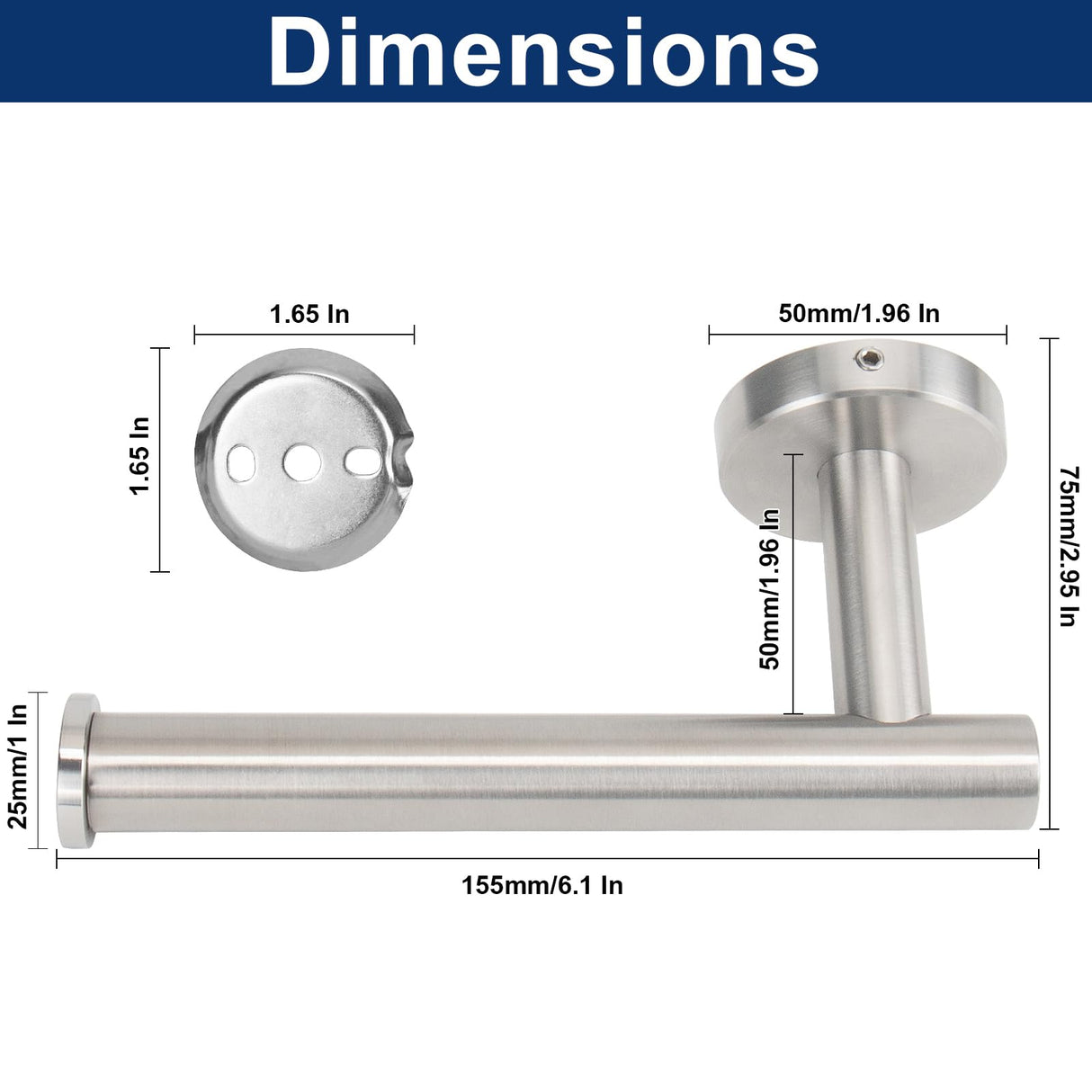 NearMoon Bathroom Toilet Paper Holder, Premium SUS304 Stainless Steel Rustproof Wall Mounted Toilet Roll Holder for Bathroom, Kitchen (3 Pack, Brushed Nickel)