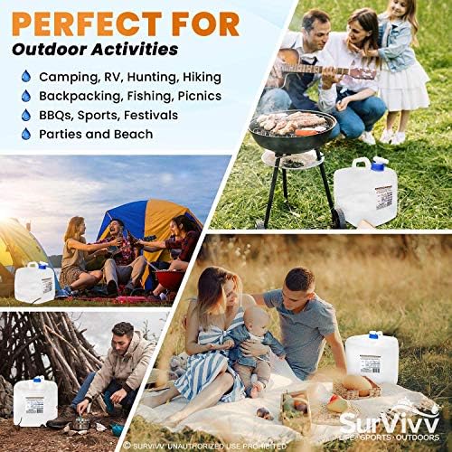 Collapsible Water Container with Spigot, BPA Free, Food Safe Camping Water Storage Cube Jug for Outdoor Hiking Hurricane & Emergency Survival Kit, Portable Foldable Canteen
