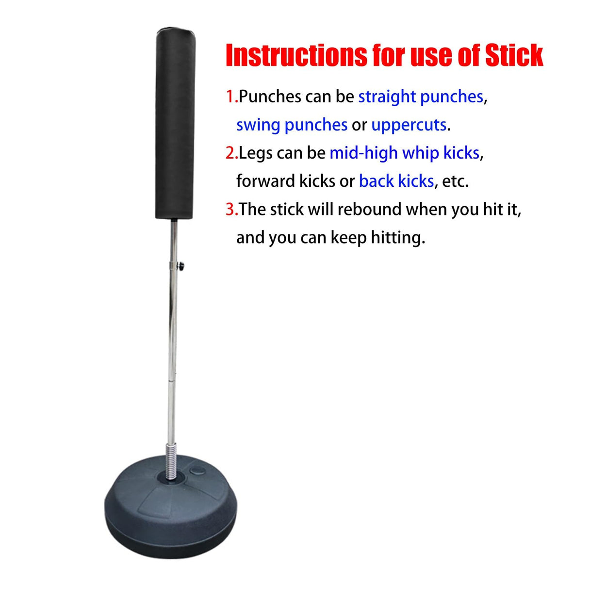 YANBI Wing Chun Dummy Floor Standing Spring Stakes with Base, Portable Kung Fu Wing Chun Training Dummy Adjustable Height, Easy Assembly Wooden Man Pile Device