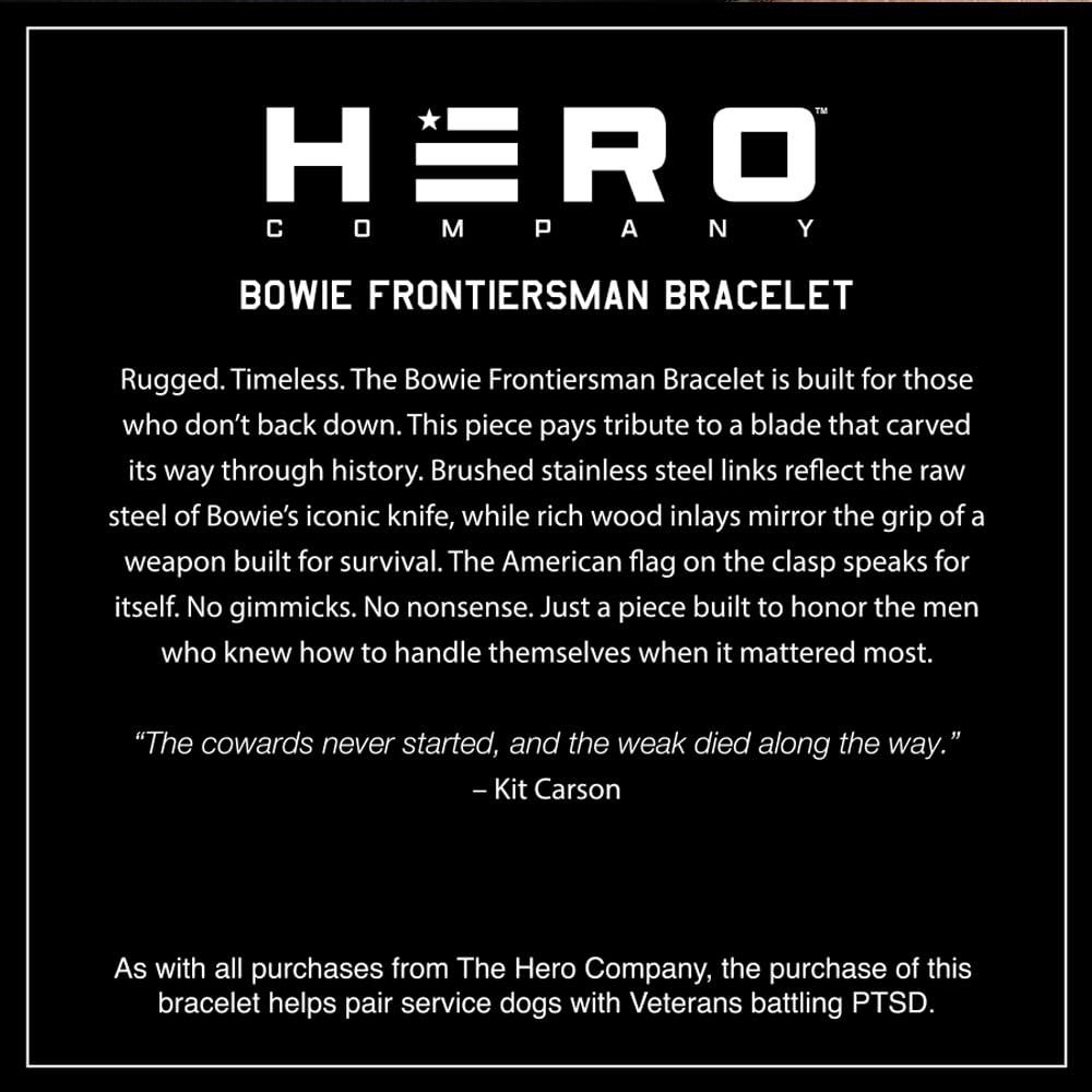 Hero Company Bowie Frontiersman Wood & Stainless Steel Bracelet for Men