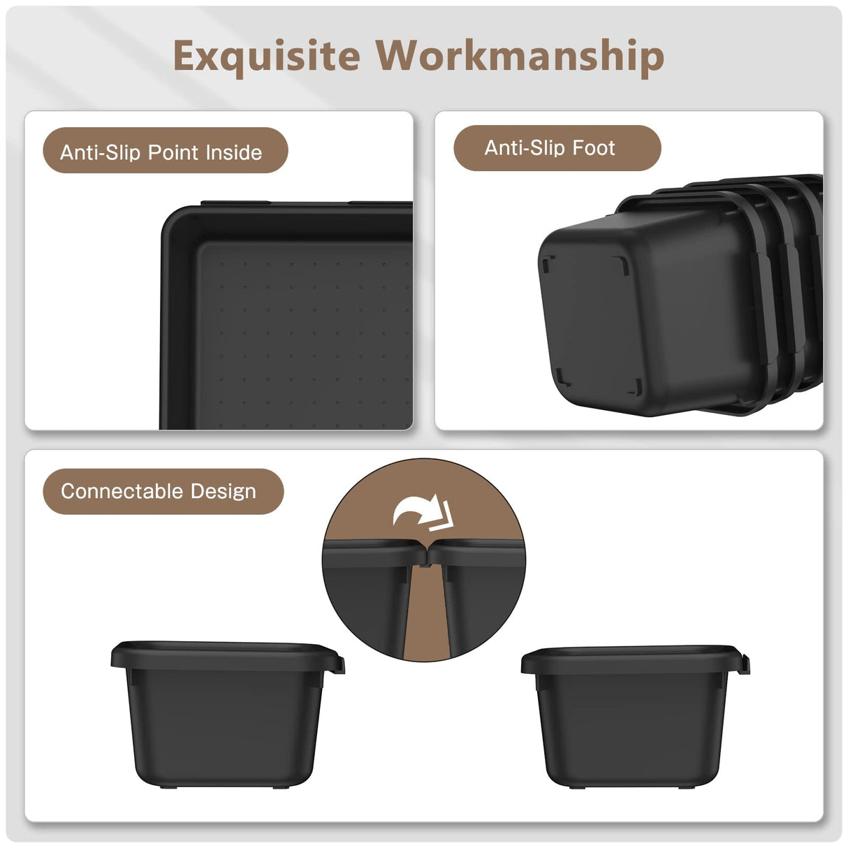 A-LUGEI【𝟱𝟴𝗣𝗰𝘀】【5 Size】 Tool Box Organizer Tray Divider Set, 【Black】 Desk Drawer Organizer, Garage Organization and Storage Toolbox Accessories Rolling Tool Chest Cart Cabinet WorkBench Small Part