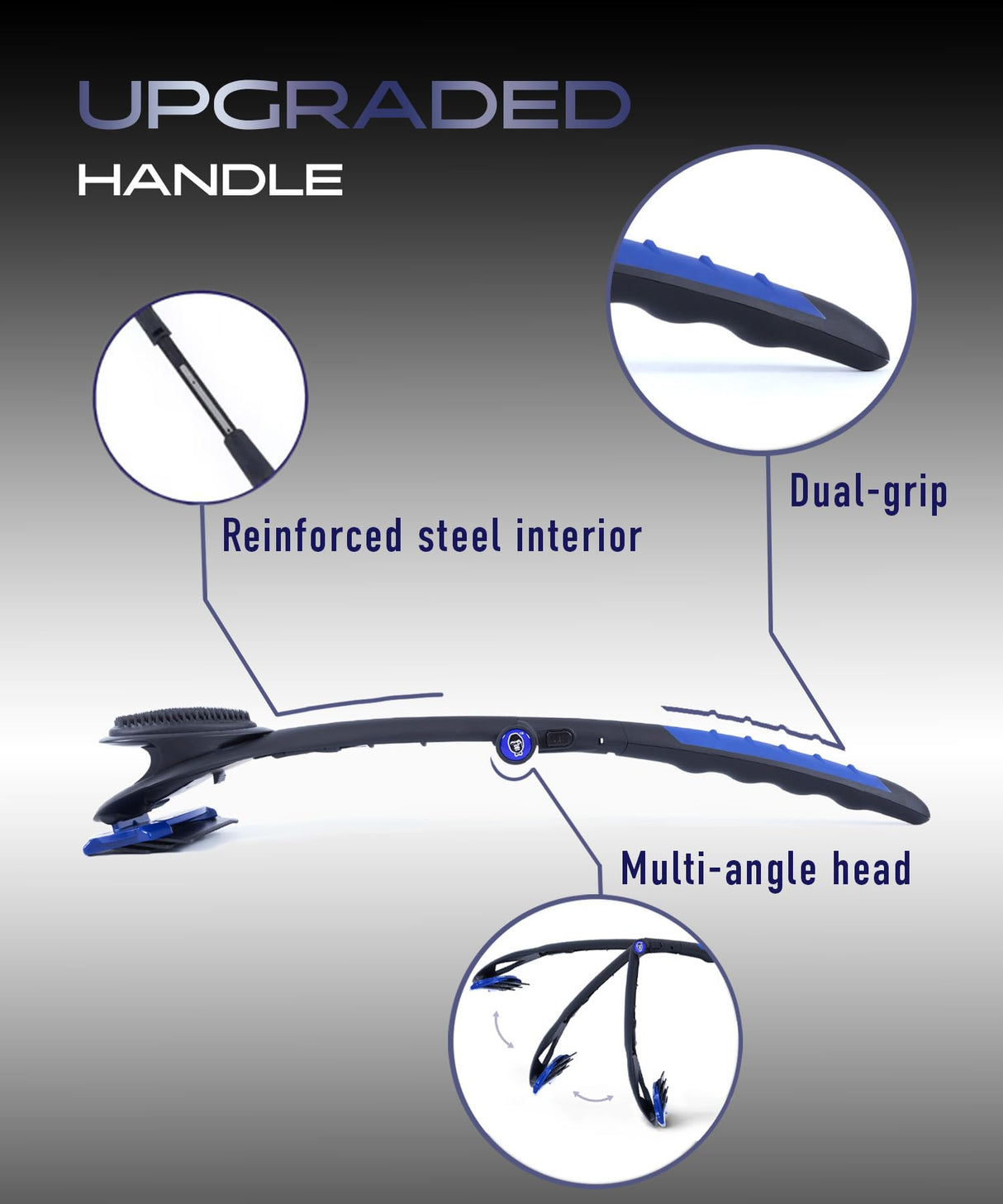 BakBlade 3.0 Stealth - Back Shaver for Men, Extra Long 23" Ergonomic Handle for a Close, Pain-Free Shave, The Ultimate Back Hair Trimmer for Men, +3 Extra Back Blade Refills