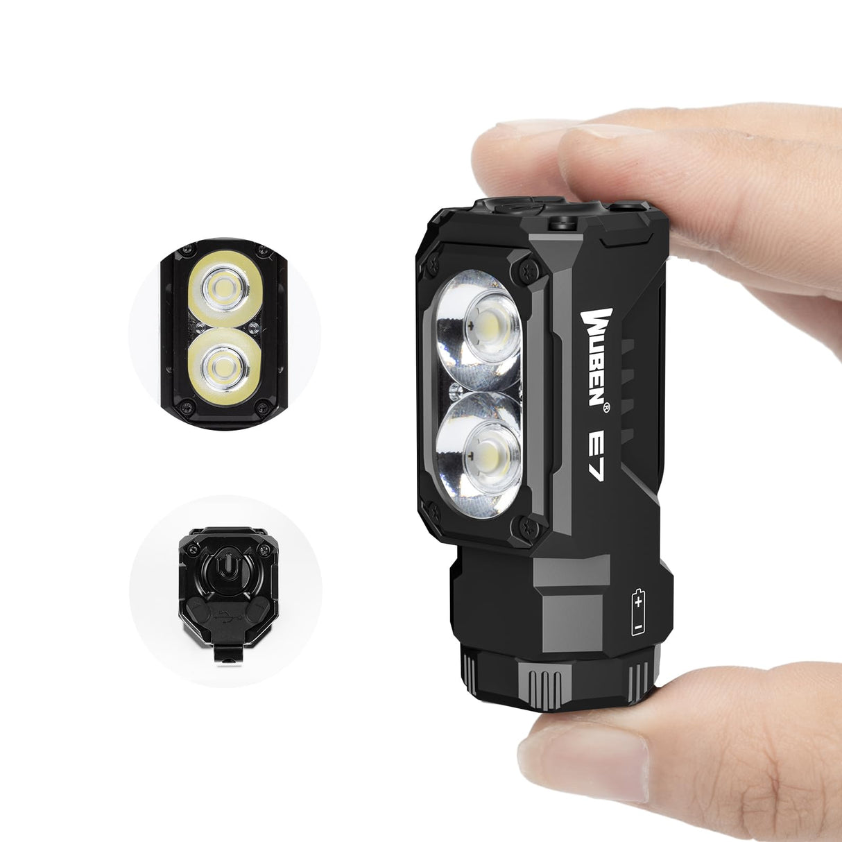 WUBEN E7 EDC Flashlight, 1800 Rechargeable Lumens Mini Flashlight, Super Bright Small Flashlight, 6 Modes IP68 Built-in Waterproof Handheld Flash Light for Emergencies Camping Hiking