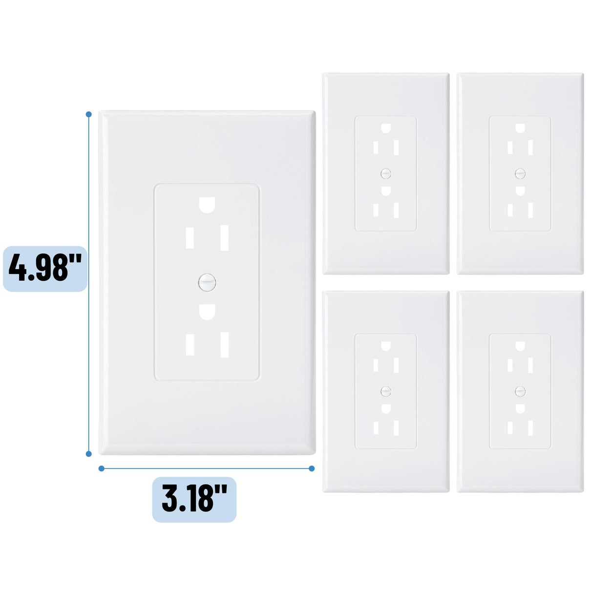 Bates- Duplex Wall Outlet Cover, 20 Pack, White Wall Plates