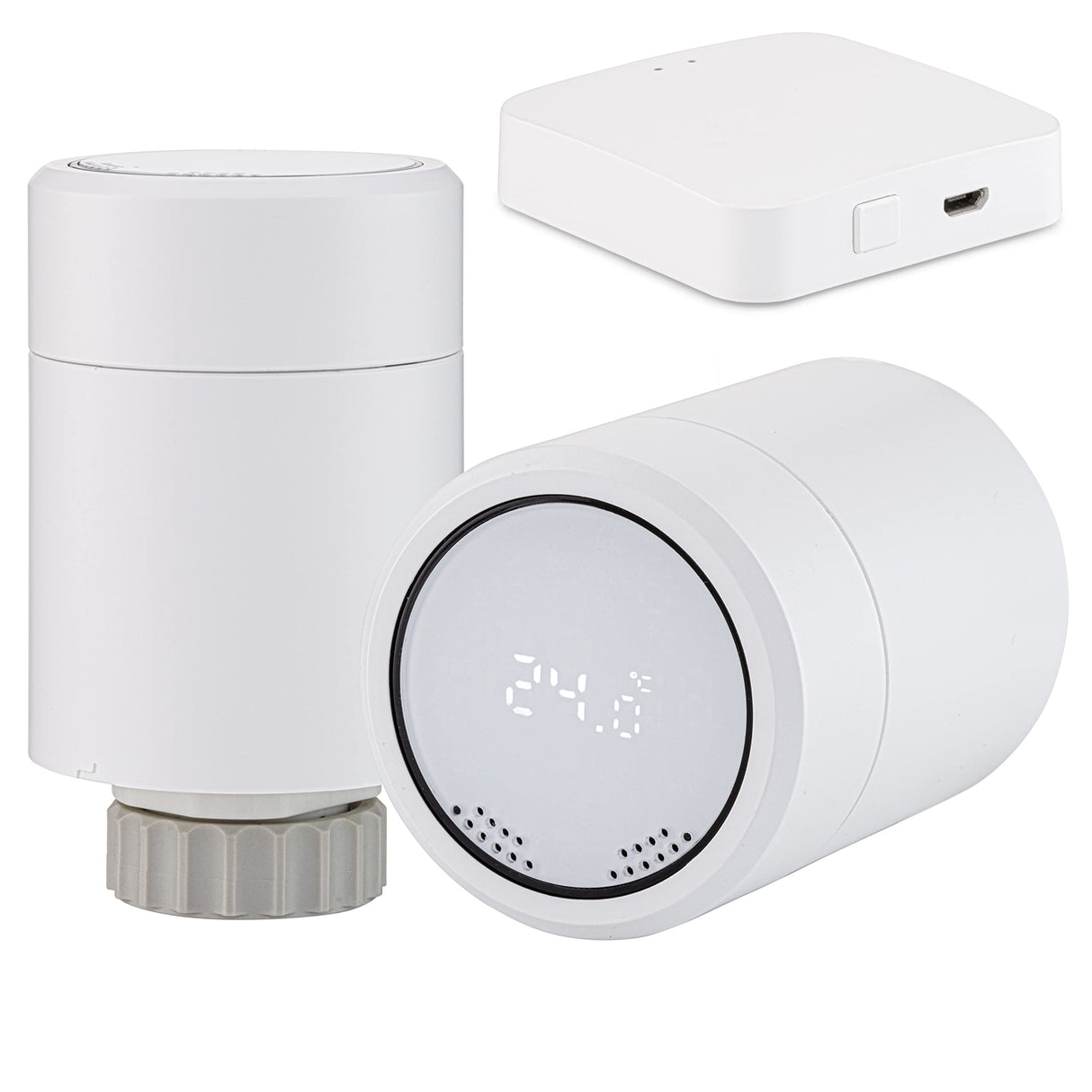 Sandy Beach Smart Trv, Smart Heating Radiator - Smart Radiator Valve, Smart Radiator Thermostat Valve with Zigbee TRV Radiator Valve Gateway Connecting to Amazon Alexa (Gateway + Thermostat)