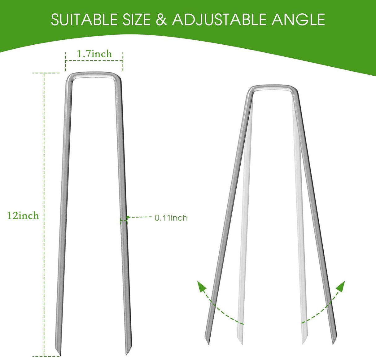 UPMCT 12 Inch Galvanized Garden Landscape Staples Stakes, 25 50 100 PCS Anti-Rust Garden Staples Tent Ground Stakes U-Shaped Landscape Pins for Secure Lawn Fabric, Decoration (50, 12 Inch)