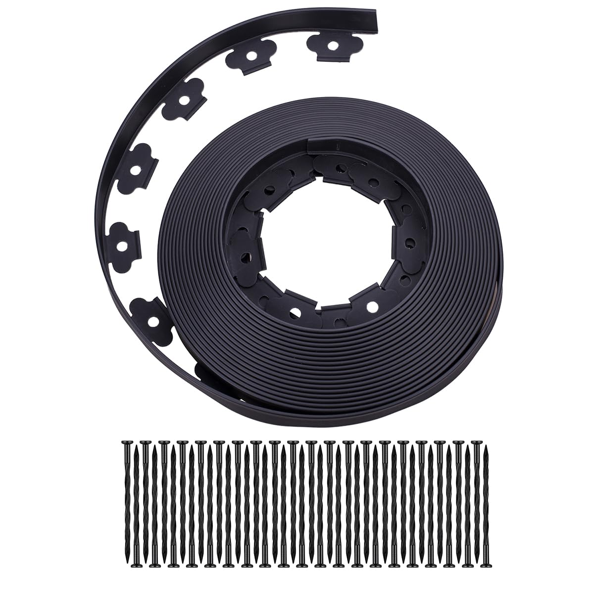 YANEYRIE Garden Edging,40FT Landscape Edging with 25 Spikes for Lawn 1.5 Inch Tall (Black, 40FT), YANEYRIE-EDGING-1.5