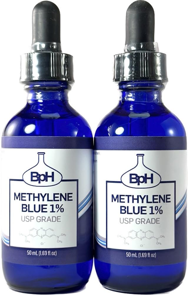 2 Pack Biopharm Methylene Blue, 1% USP (Pharmaceutical) Grade: 2×50 mL Twin Pack Glass: 3rd Party Tested