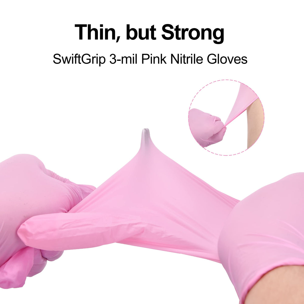 SwiftGrip Nitrile Disposable Gloves, Medical exam Gloves Disposable Latex Free, Gloves for Cleaning & Esthetician, Pink Rubber Gloves, Pink Cleaning Gloves, Powder-Free, 1000-ct Case (Large)
