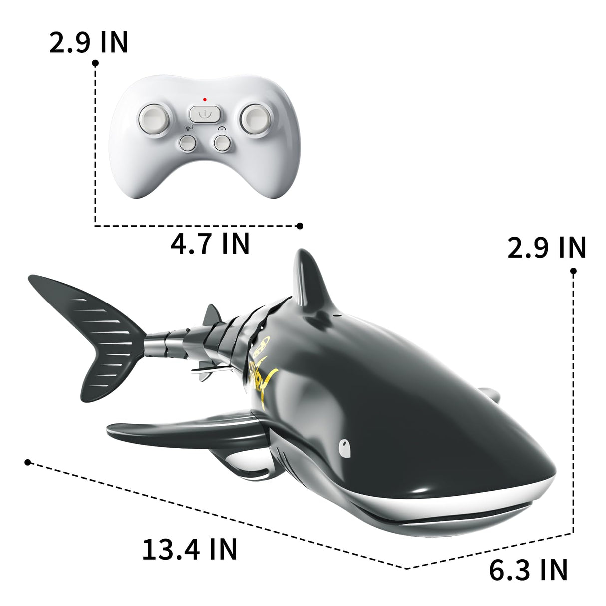 Bennol 2.4Ghz Remote Control Whale Shark Toy for Kids, 1:18 Scale High Simulation Electric RC Fish for Pool, Birthday Christmas Toys for 4-9 Year Olds Boys and Girls