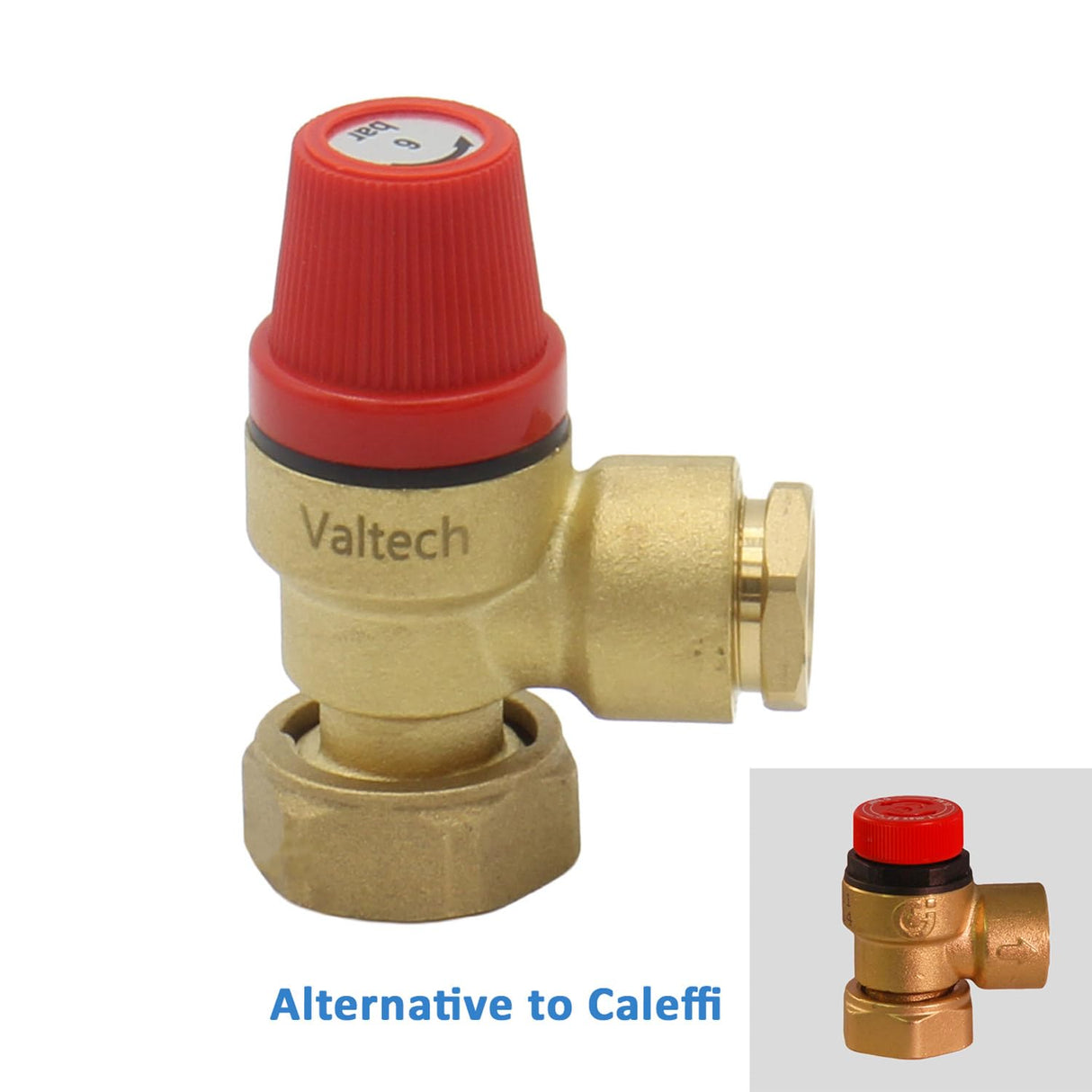 Caleffi – 6 Bar Pressure Relief Valve Replacement with Loose Nut Connection – Alternative