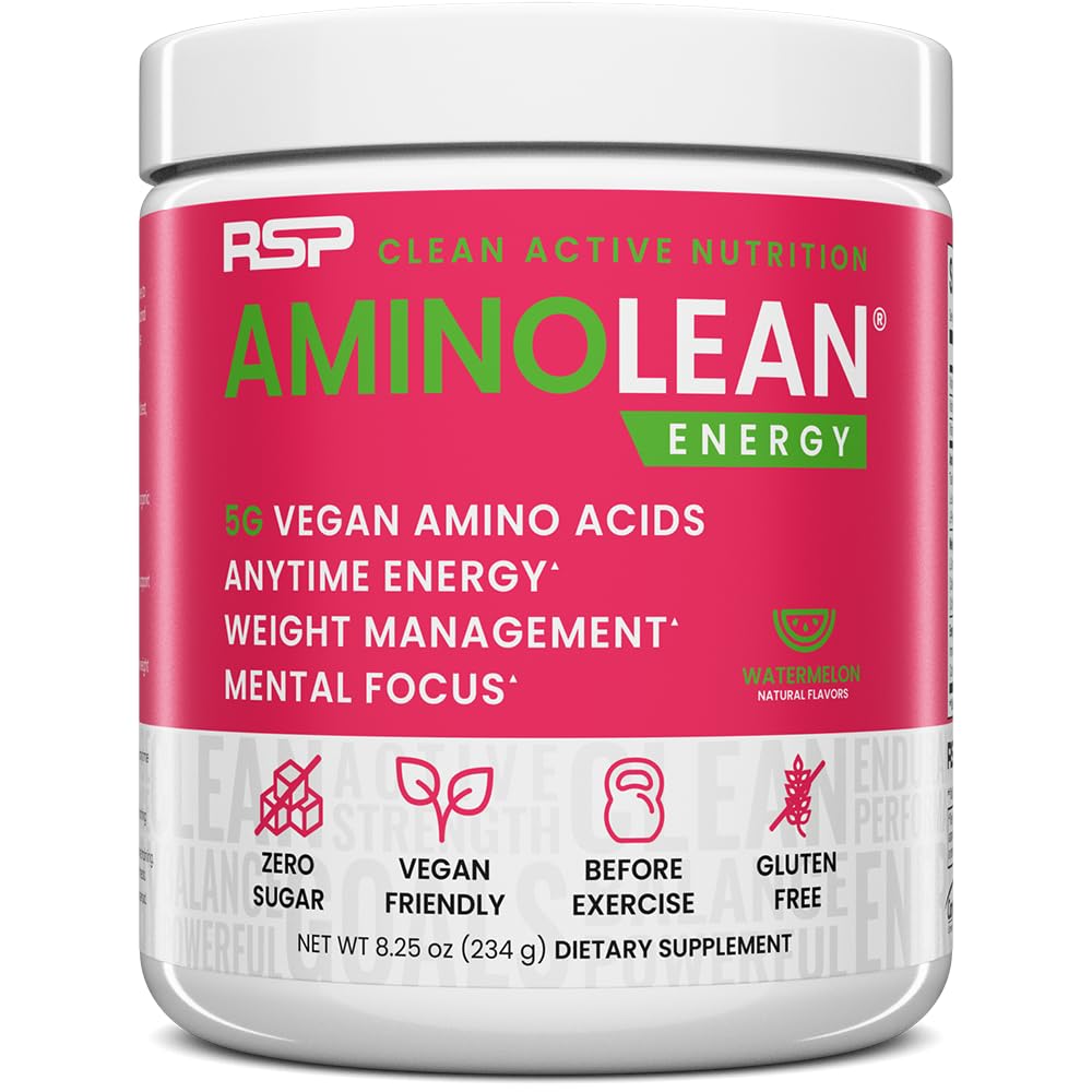 RSP Nutrition AminoLean Pre Workout Powder, Amino Energy & Weight Management with BCAA Amino Acids & Natural Caffeine, Preworkout Boost for Men & Women, 30 Serv