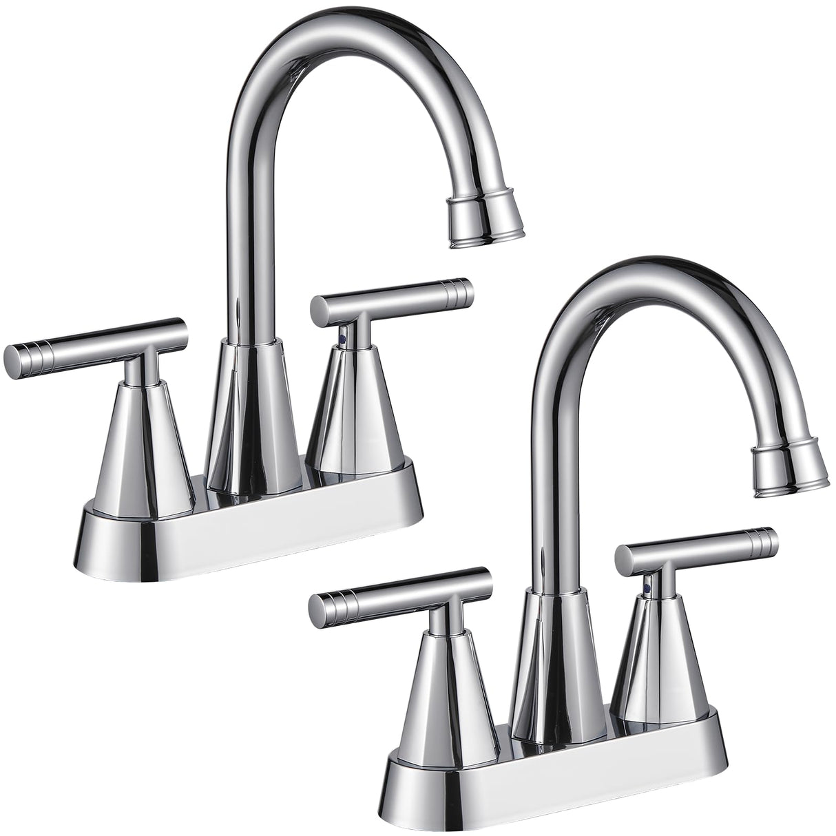 Cobbe Bathroom Faucets for Sink 3 Hole, 4 Inch with Pop Up Drain and 2 Supply Hoses, 2 Handle Centerset Bathroom Faucet for Sink Vanity, Chrome, 2 Pack