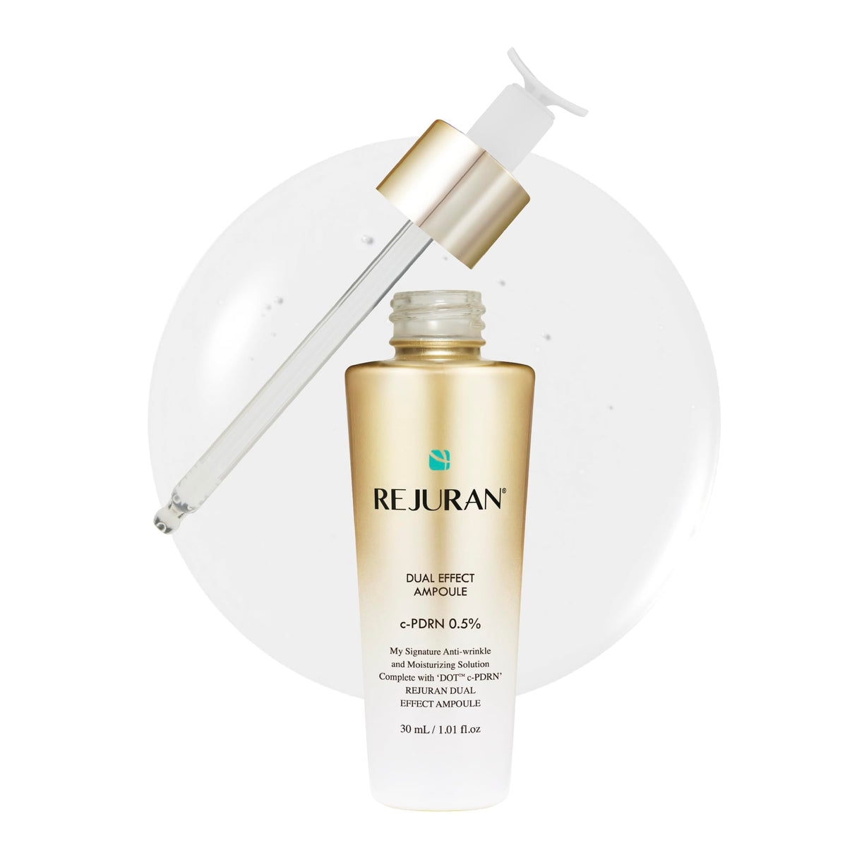 REJURAN® Dual Effect Ampoule, DOT™ DUAL c-PDRN® – Rejuvenating Face Serum for Radiant Glass Skin, Firming & Wrinkle Care with Salmon DNA. Korean Skincare (1.01 fl oz)