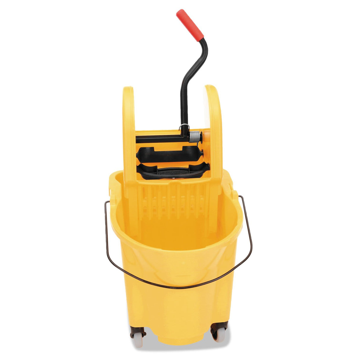 Rubbermaid Commercial Products WaveBrake 35 QT Down-Press Mop Bucket and Wringer Combo on Wheels, Yellow, for Professional/Industrial Heavy-Duty Floor Cleaning
