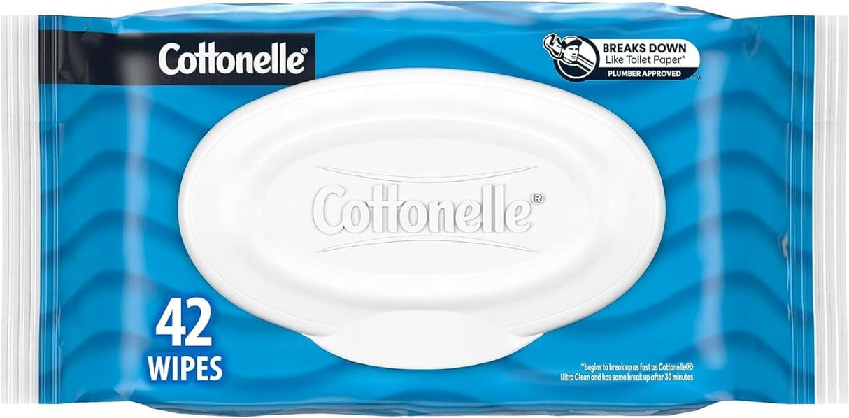 Cottonelle Fresh Feel Flushable Wet Wipes, Adult Wet Wipes, 1 Flip-Top Pack, 42 Wipes