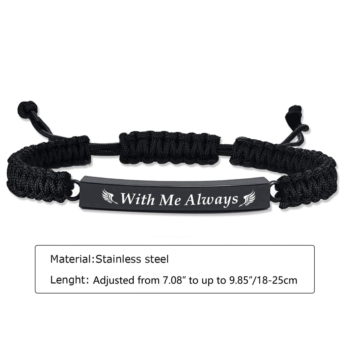 RIPFEVURN 4 Pack Cremation Jewelry Bar Urn Bracelet for Ashes for Women Men Adjustable Memorial Keepsake Rope Braided Bracelet