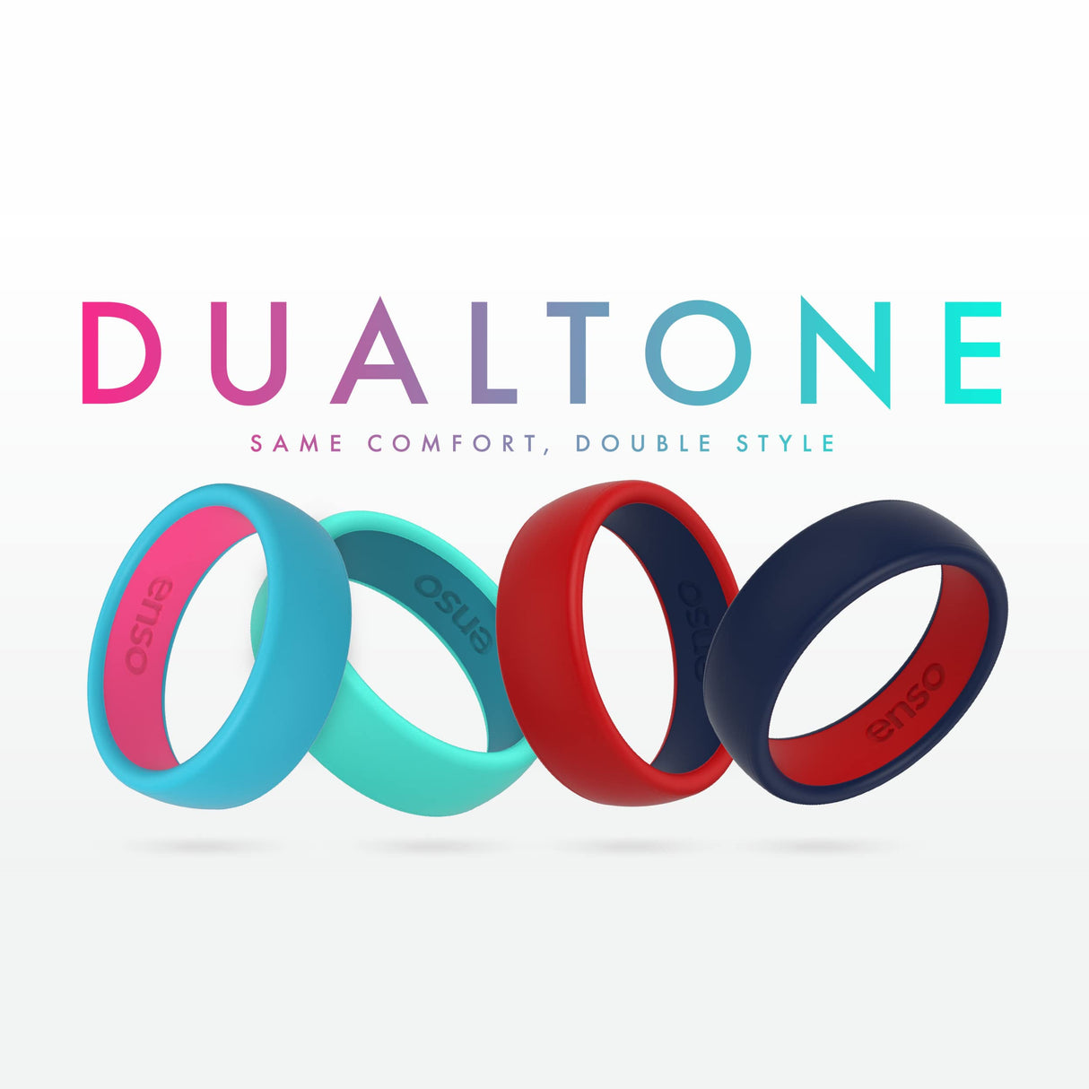 Enso Rings Dual Tone 2.0 Silicone Wedding Ring – Two Tone Hypoallergenic Wedding Band – Comfortable Band for Active Lifestyle – White/Pink Sand, Size 4