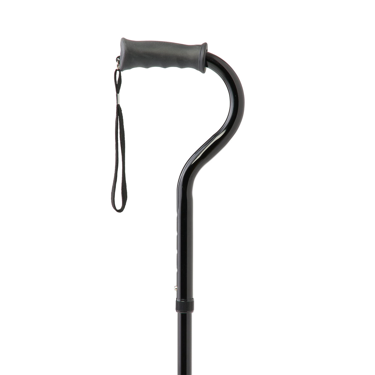 Medline Offset Folding Cane, 4-Point Base With Cushioned Gel Handle, Supports Up To 350 Lbs, Black