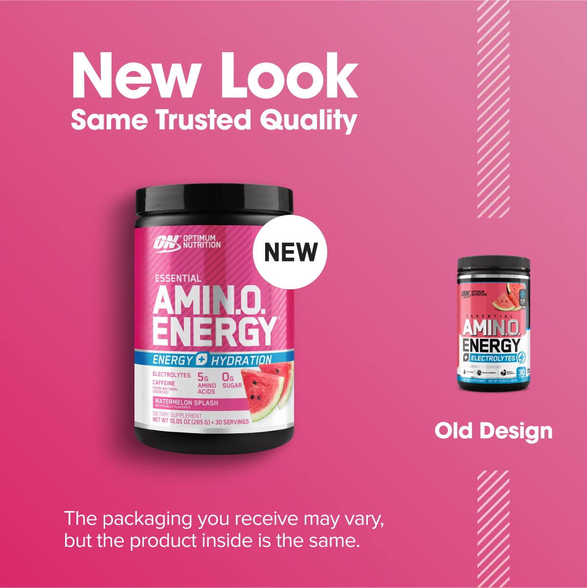 Optimum Nutrition Amino Energy Powder Plus Hydration, with BCAA, Electrolytes, and Caffeine, Watermelon Splash, 30 Servings (Packaging May Vary)