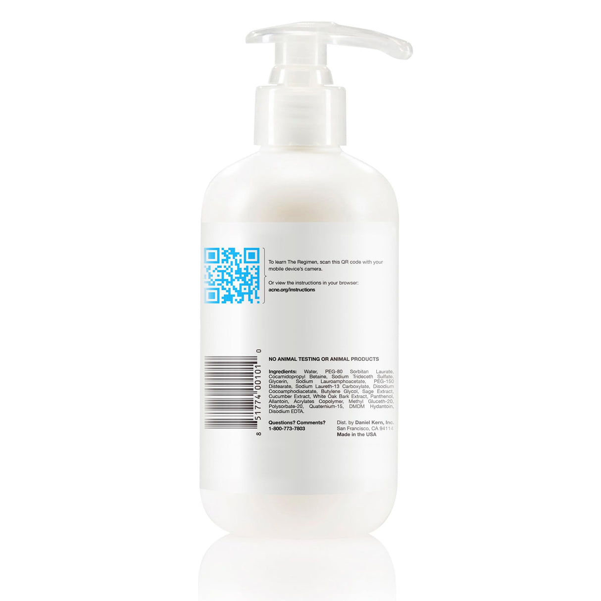 Acne.org Cleanser 8 oz. - Gentle Face Wash for Acne-Prone Skin, Now with Increased Foaming and always pH-Balanced