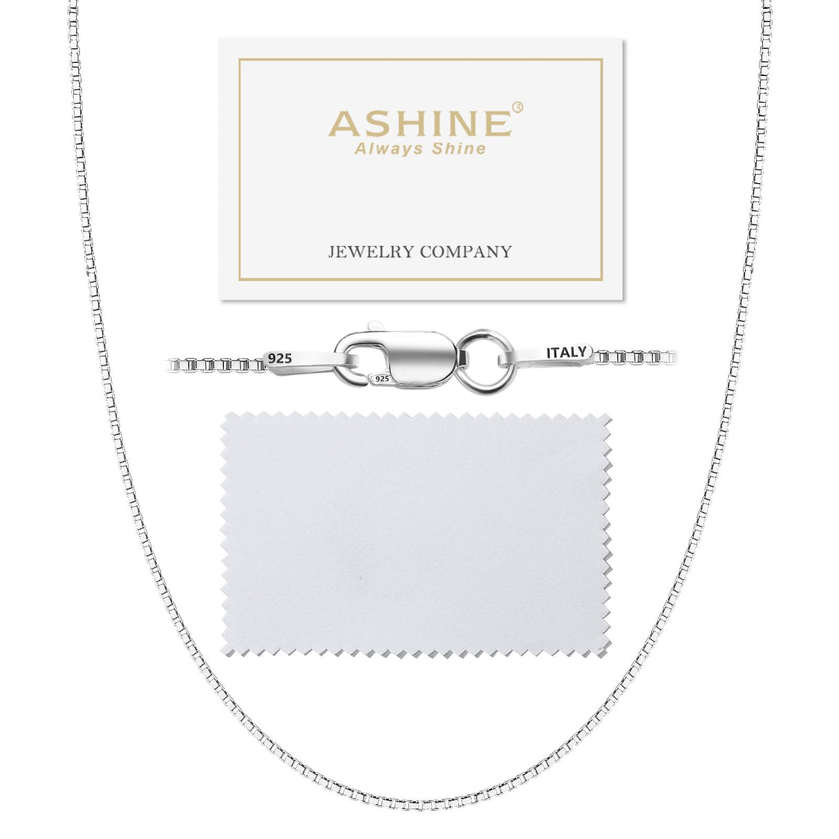ASHINE Necklaces for Women Dainty 925 Sterling Silver Box Chain 1mm