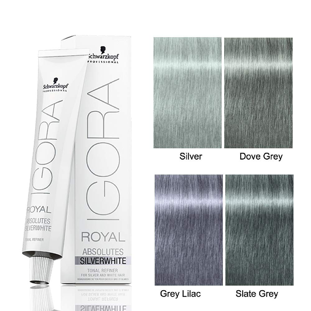 Igora Royal Absolutes SilverWhite Tonal Refiner SILVER 60 ml and M Hair Designs Tint Brush (Bundle 2 items)