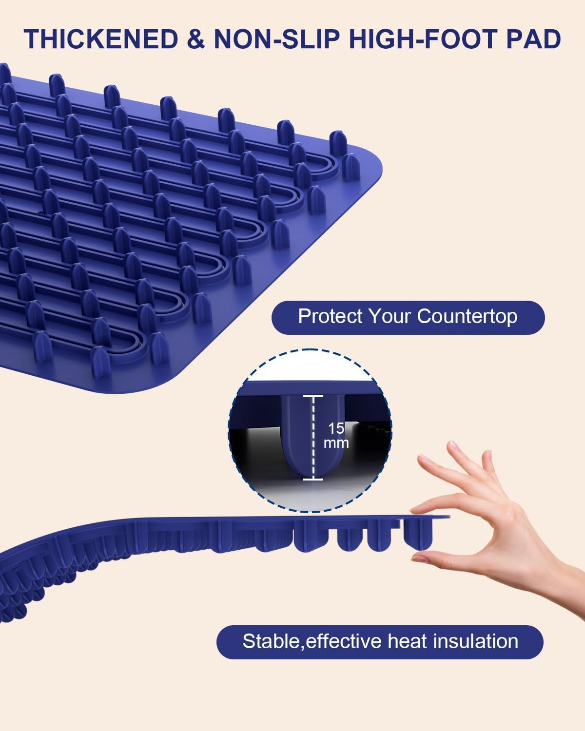 Warming mat for Food, Food Warming Mat - New Upgraded Fast Heating Silicone Electric Warming Tray, Larger Touch Screen, Higher Feet, Roll Up Warming Mat for Food, Portable Food Warmer, Blue