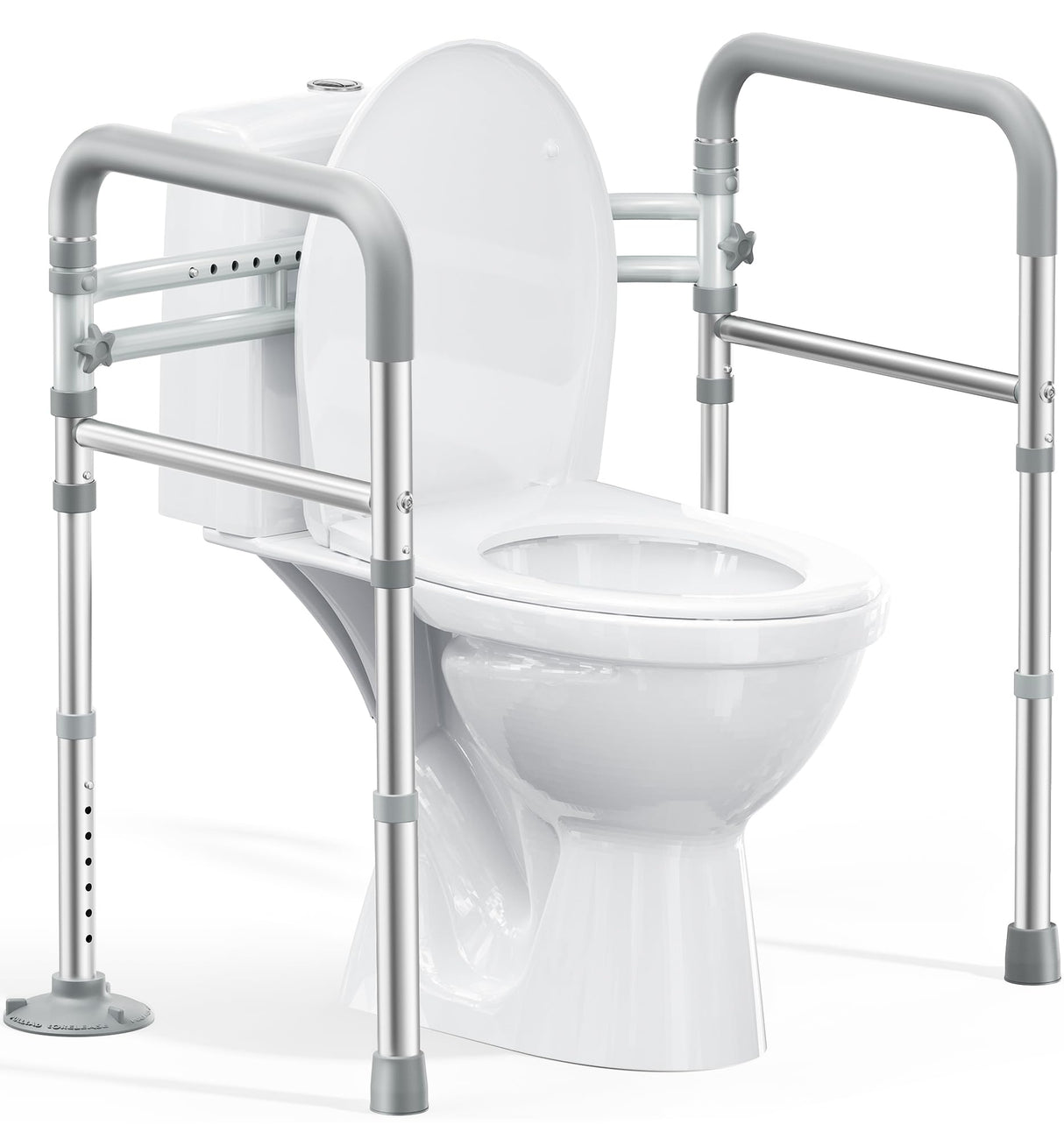 HOMLAND Toilet Safety Rails for Seniors, FSA HSA Eligible Adjustable Height & Width 350lb Toilet Handles for Elderly and Disabled, Foldable Toilet Safety Frame, Fit Any Toilet