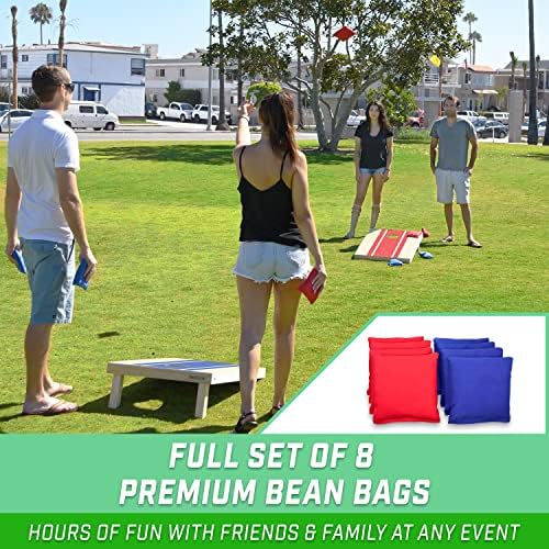 GoSports Portable Cornhole Sets, 8 Styles – Choose 4 x 2 ft or 3 x 2 ft - Boards Include 8 Bean Bags, Travel Case, and Game Rules
