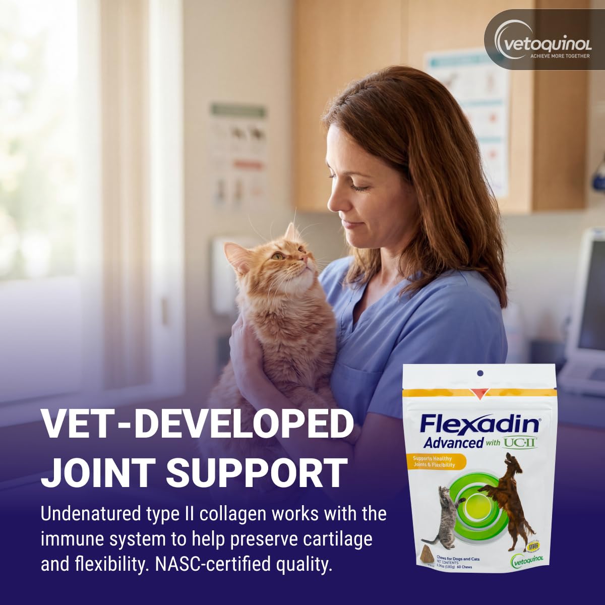 Vetoquinol Flexadin, Advanced Hip & Joint Chews for Dogs, 60 Chews