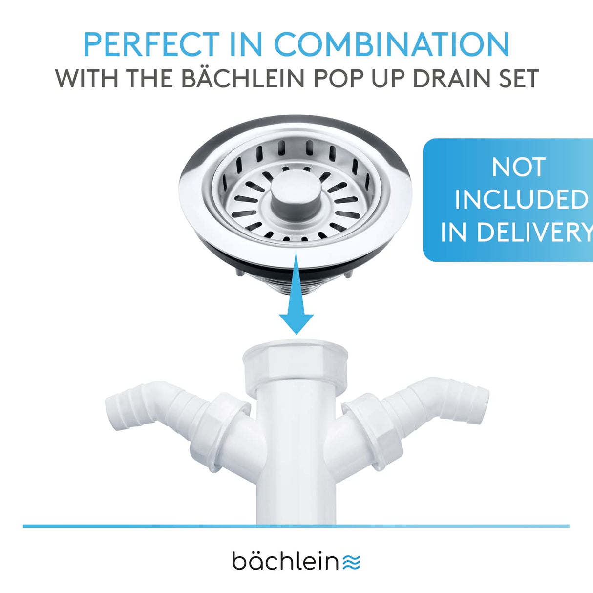Bächlein Flexible Tubular Siphon for Kitchen Sink - Odour Trap with Double Appliance Connection - Siphon for The Kitchen Sink